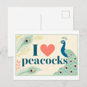 "Ik [Hart] Pauwen" Briefkaart (Voorkant / Achterkant)