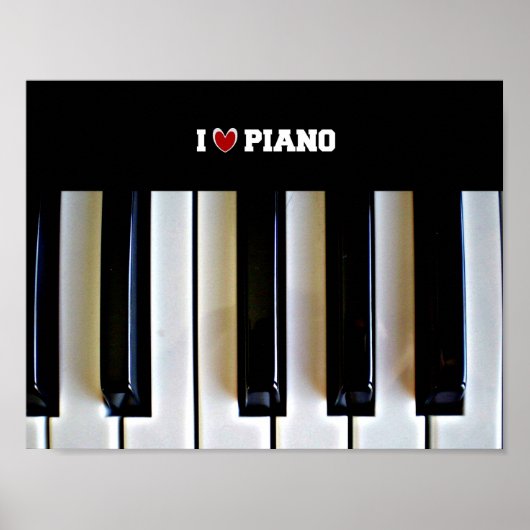 Ik hart Piano met piano toetsen Poster (Voorkant)