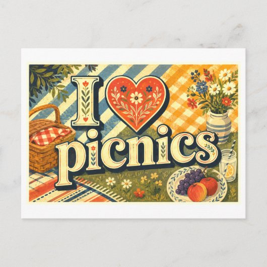 "Ik [Hart] Picknicks" Briefkaart (Voorkant)