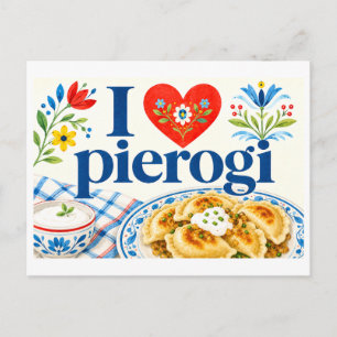"Ik [Hart] Pierogi" Briefkaart