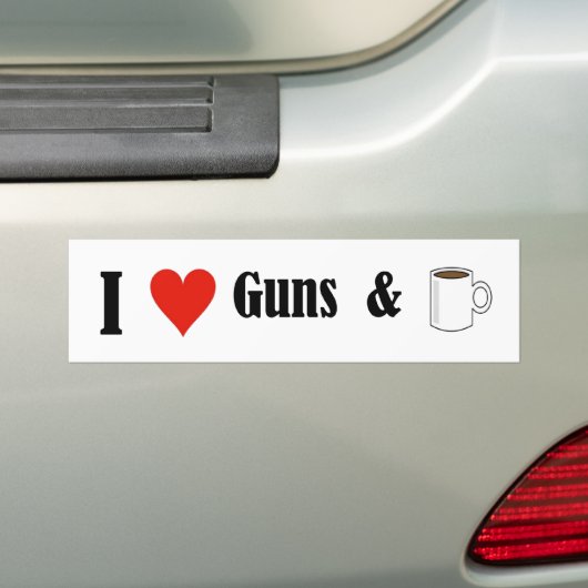 Ik hart pistolen en koffie bumpersticker (Op auto)