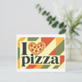 "Ik [Hart] Pizza" Briefkaart (Staand voorkant)