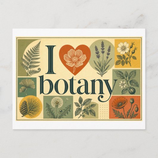 "Ik [Hart] Plantenkunde" Briefkaart (Voorkant)