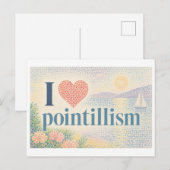 "Ik [Hart] Pointillisme" Briefkaart (Voorkant / Achterkant)