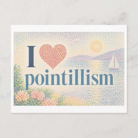"Ik [Hart] Pointillisme" Briefkaart (Voorkant)
