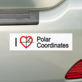 Ik hart polarcoördinaten bumpersticker (Op auto)