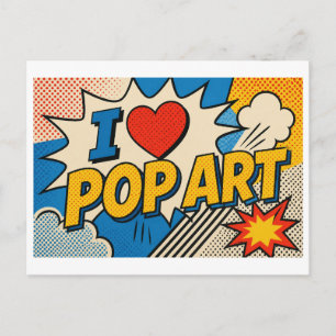 "Ik [Hart] Pop Art" Briefkaart