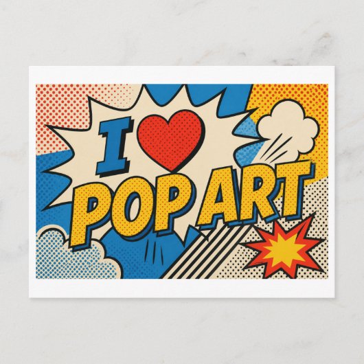 "Ik [Hart] Pop Art" Briefkaart (Voorkant)