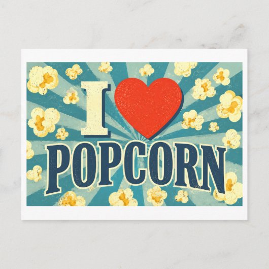 "Ik [Hart] Popcorn" Briefkaart (Voorkant)