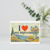 "Ik [Hart] Post-Impressionisme" Briefkaart (Staand voorkant)