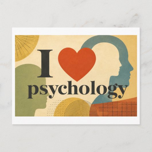 "Ik [Hart] Psychologie" Briefkaart (Voorkant)