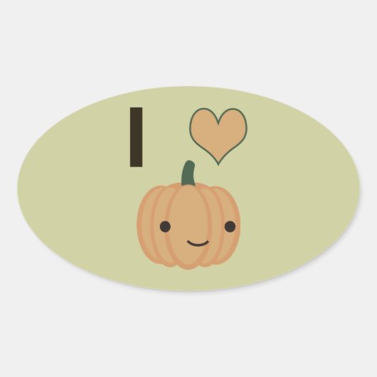 Ik hart Pumpkin Ovale Sticker (Voorkant)