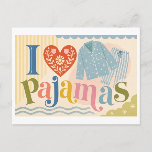 "Ik [Hart] Pyjama's" Briefkaart (Voorkant)