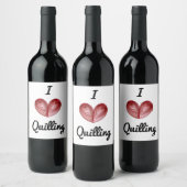 Ik (hart) Quilling, drankfleslabels (set 6) Wijn Etiket (Flessen)