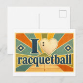 "Ik [Hart] Racquetball" Briefkaart (Voorkant / Achterkant)