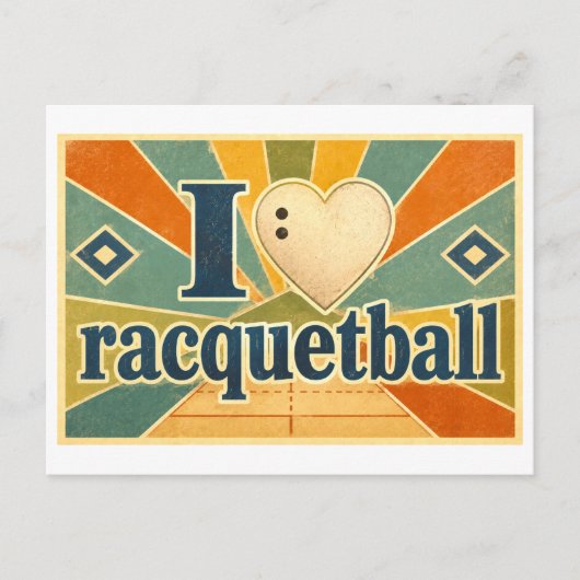 "Ik [Hart] Racquetball" Briefkaart (Voorkant)
