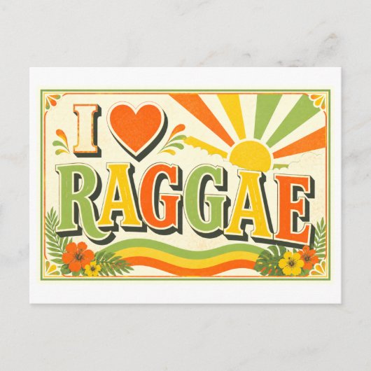 "Ik [Hart] Raggae" Briefkaart (Voorkant)