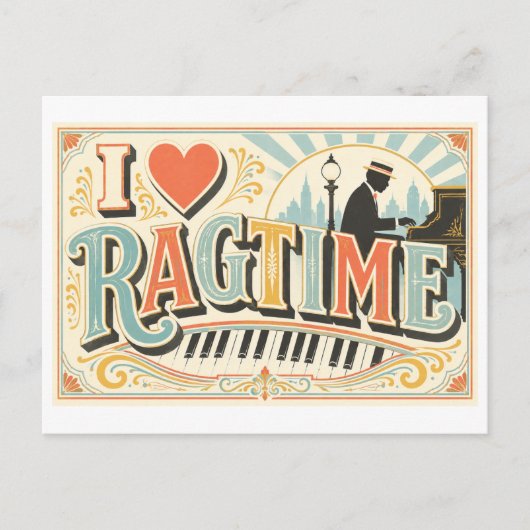 "Ik [Hart] Ragtime" Briefkaart (Voorkant)