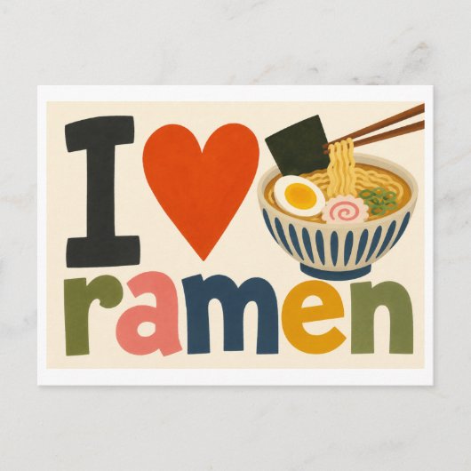 "Ik [Hart] Ramen" Briefkaart (Voorkant)