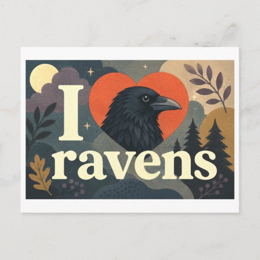 "Ik [Hart] Ravens" Briefkaart (Voorkant)