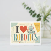 "Ik [Hart] Robotica" Briefkaart (Staand voorkant)