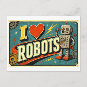 "Ik [Hart] Robots" Briefkaart