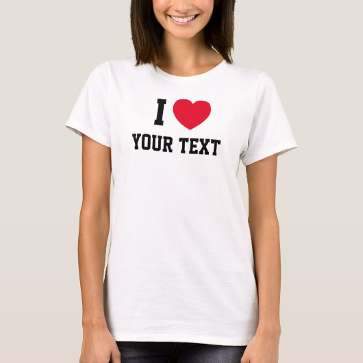 Ik Hart Rode Liefde Aangepaste Tekst T-shirt (Voorkant)