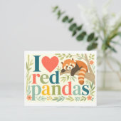 "Ik [Hart] Rode Panda's" Briefkaart (Staand voorkant)