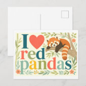 "Ik [Hart] Rode Panda's" Briefkaart (Voorkant / Achterkant)