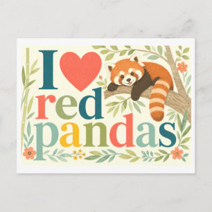"Ik [Hart] Rode Panda's" Briefkaart