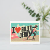 "Ik [Hart] Roller Derby" Briefkaart (Staand voorkant)