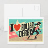 "Ik [Hart] Roller Derby" Briefkaart (Voorkant / Achterkant)
