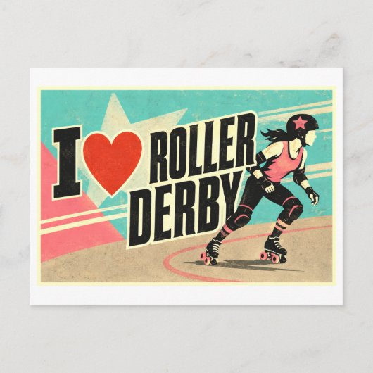 "Ik [Hart] Roller Derby" Briefkaart (Voorkant)