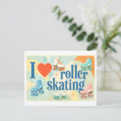 "Ik [Hart] Roller Skaten" Briefkaart (Staand voorkant)