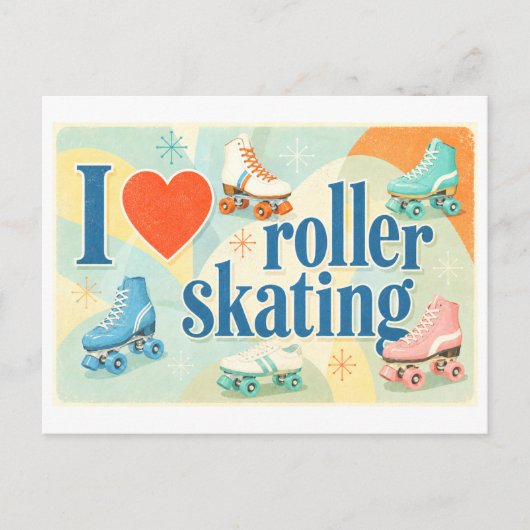 "Ik [Hart] Roller Skaten" Briefkaart (Voorkant)
