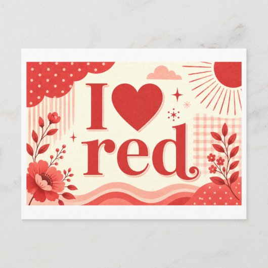 "Ik [Hart] Rood" Briefkaart (Voorkant)