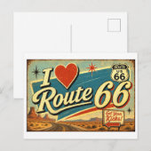 "Ik [Hart] Route 66" Briefkaart (Voorkant / Achterkant)