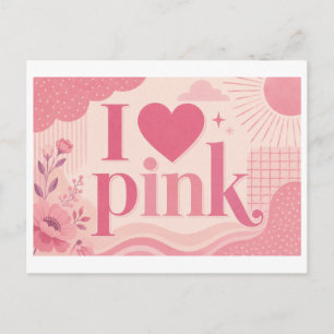 "Ik [Hart] Roze" Briefkaart