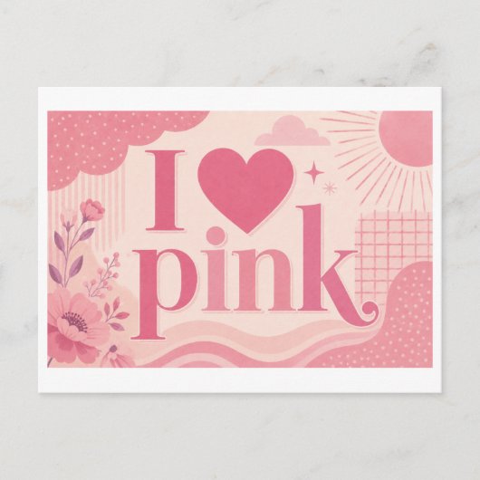 "Ik [Hart] Roze" Briefkaart (Voorkant)