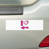 Ik hart - Roze Pijl Bumpersticker (Op auto)