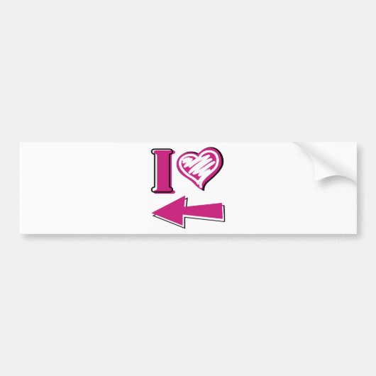 Ik hart - Roze Pijl Bumpersticker (Voorkant)