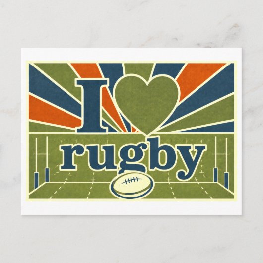 "Ik [Hart] Rugby" Briefkaart (Voorkant)