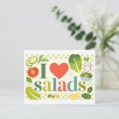 "Ik [Hart] Salades" Briefkaart (Staand voorkant)