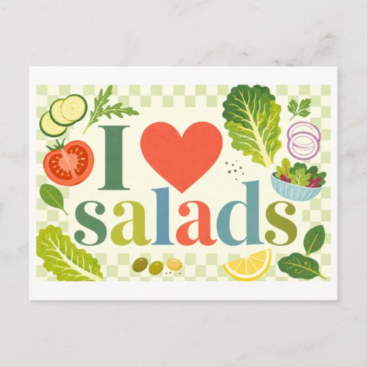 "Ik [Hart] Salades" Briefkaart (Voorkant)