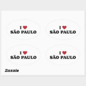 Ik hart Sao Paulo Brazilië Ovale Sticker (Vel)