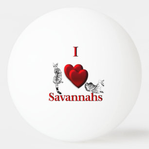 Ik Hart Savannah Kat Zilver Pingpongbal