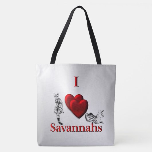 Ik Hart Savannah Kat Zilver Tote Bag (Voorkant)