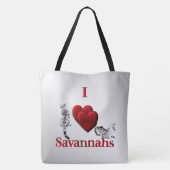 Ik Hart Savannah Kat Zilver Tote Bag (Achterkant)