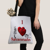 Ik Hart Savannah Kat Zilver Tote Bag (Dichtbij)