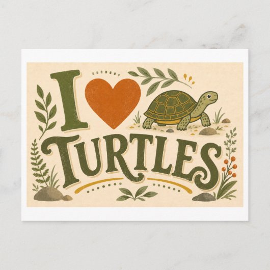 "Ik [Hart] Schildpadden" Briefkaart (Voorkant)
